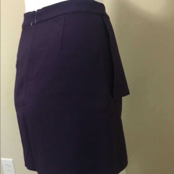 KATE SPADE SATURDAY PURPLE MINI SKIRT DEEP PLUM s Peplum flare Sz 0 texture NWT - Picture 8 of 15